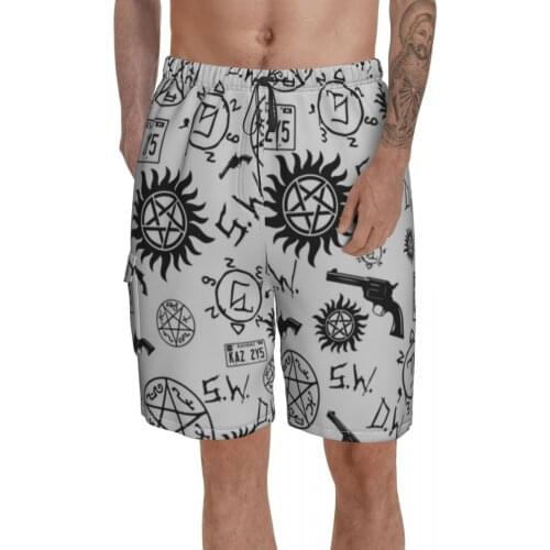 Supernatural Board Shorts Men Beach Swimming Trunks Polyester Funny Swim Trunks