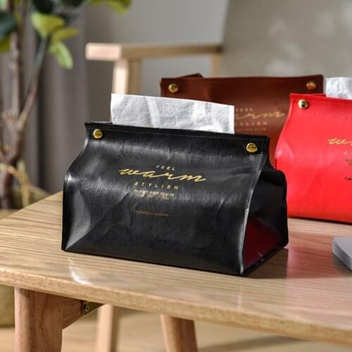 Tissue Case PU Leather Napkin Box Container Multi-functional Towel Papers Dispenser Holder Box Case For Home Car Table Decor