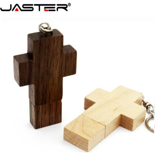 JASTER Maple Walnut wood cross style usb flash drive pen drive 4GB 8GB 16GB 32GB 64GB usb2.0 pendrive