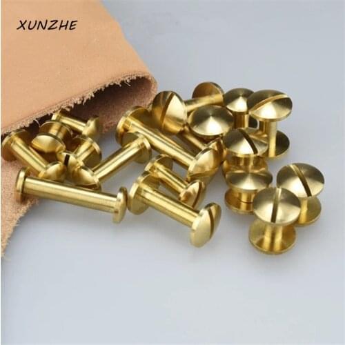 XUNZHE 20pcs 4-12mm Double curved Head Luggage Leather metal Craft Solid Screw Nail Rivet Belt/strap Rivets Copper and silver