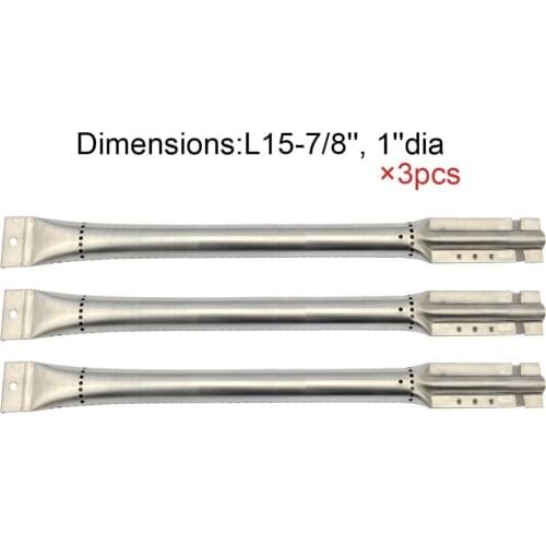 BBQ Parts Gas Grill Replacement 15.9 Inch (40.4cm) Straight Stainless Steel Burner 3pack