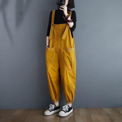 Women Jumpsuit Plus Size New 2021 Summer Fashion Streetwear Casual Pocket Solid Loose Suspenders Bib Ladies Rompers Overalls