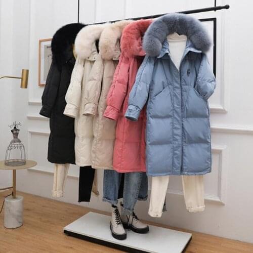 SEDUTMO Winter Long Duck Down Jackets Women Thick Warm Oversize Coat Autumn Fur Hooded Casual Jacket ED1269