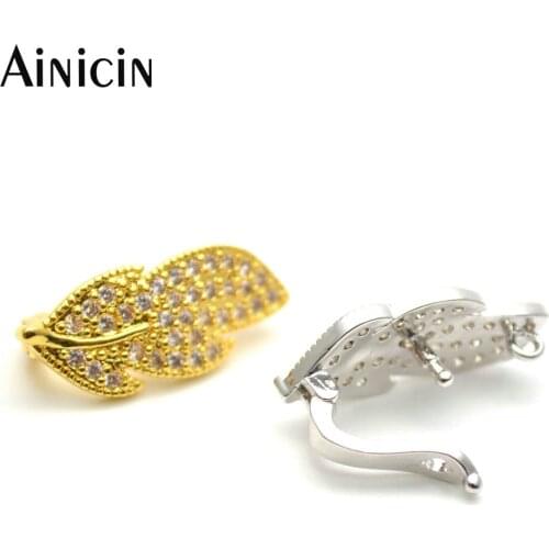 10pcs Single Circle Gold Silver Leaves Press Clasp Fashion Women jewelry Making DIY Findings