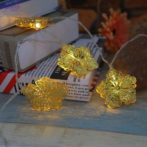10pcs Golden flower Glitter Hollow Artificial Flower for Christmas tree Party Decoration New Year Christmas Decor for Home