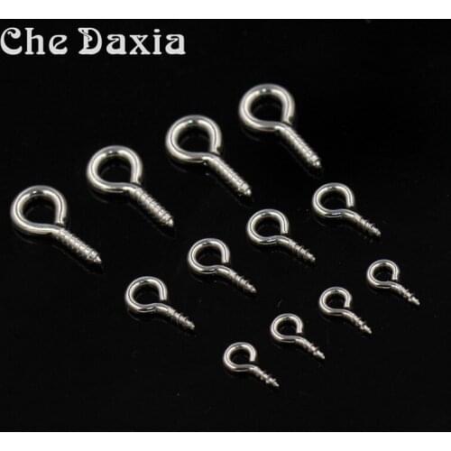 100 pieces/pack) 4*8mm 5*10mm 6.7*14mm stainless steel Screw Eye Pin for DIY Jewelry handmade Accessories