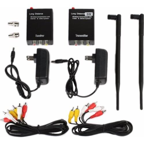 2.4GHz 5W 5000mw Wireless AV Sender TV Audio Video Transmitter Receiver for CCTV Camera VCR Recorder Elevator monitoring