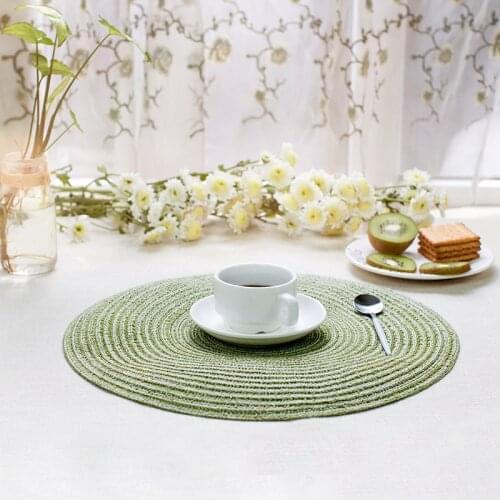 2pcs/lot Decorative Table Mat Round Placemats Hand-knitted Cotton Linen Tablecloth Coaster Pad Heat Insulation Pad
