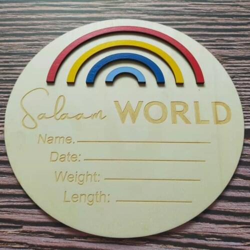 20cm Big Size Handmade Painted Colorful Rainbow Birth Announcement Salaam World Milestone Card