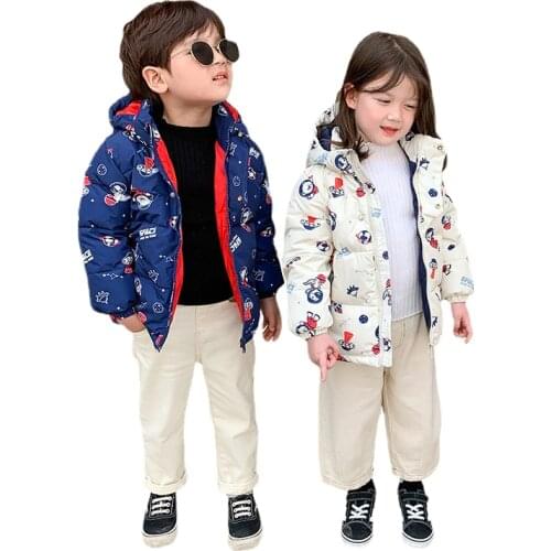 2021 Kids Clothing Baby Boys and Girls Winter Clothes Toddler Children Warm Hooded Thick Coats Regular Down Jacket Cotton Coat