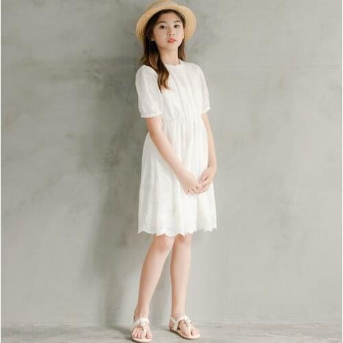 2021 Girls Dress Elegant Children A-Line Lace Princess Dress White Summer Dress Party Costume Kids Clothes 6 8 10 12 14 16 Yrs