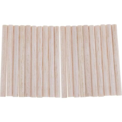 20x 8mm Round Balsa Wood Stick Wooden Dowel Rod For Kids Model Making 100mm