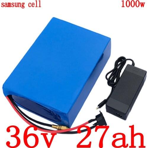 36V electric bicycle battery 36V 27AH Lithium scooter battery 36V 500W 1000W ebike battery use samsung cell with 42V 5A charger