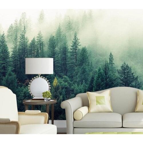 Custom 3d Papel Murals Nature Fog Trees Forest Wallpaper 3d Wall Photo Mural forest Wall paper for bedroom 3D Wall Murals