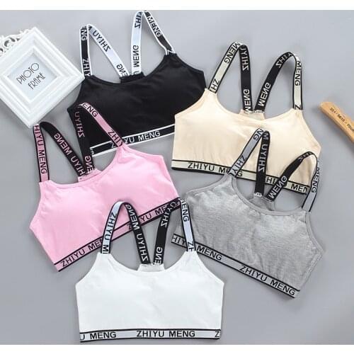 Teen bra girl vest Cotton Spandex Big Girls Sport 12-16 Years Adolescente Kids Underwear Letter Racerback Training 1 piece