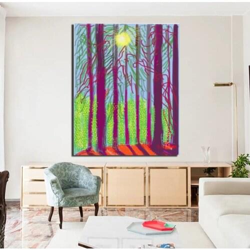 David Hockney Forest Sunshine Canvas Painting Print Living Room Home Decoration Modern Wall Art Oil Painting Posters Pictures