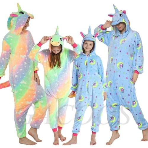 Unicorn Onesie Kids Pajamas Flannel Sleepwear for Teens Boys Cartoon Cosplay Costume Baby Girls Winter Homewear Children Clothes