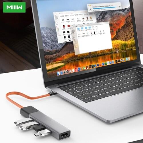 MIIIW 5 In 1 Type C HUB Docking Station USB-C To Multi USB 3.0 4K HDMI-compatible Dock Laptop Adapter For Macbook Pro Lenovo HP