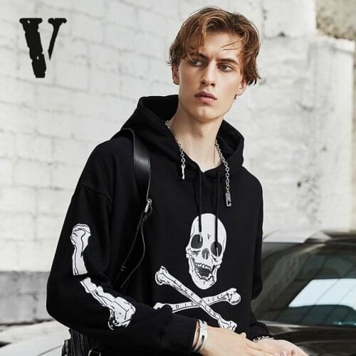 Halloween VLONE Hoodies Sweatshirts mens big V skull hip-hop casual hoodie