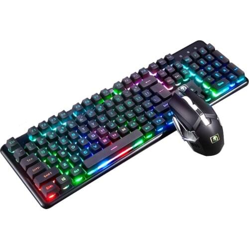 New Keyboard Mouse Combos Colorful Backlight USB Keyboard Wired RGB Gaming Keyboards LED Gaming with Mouse Pad Mix Backlit