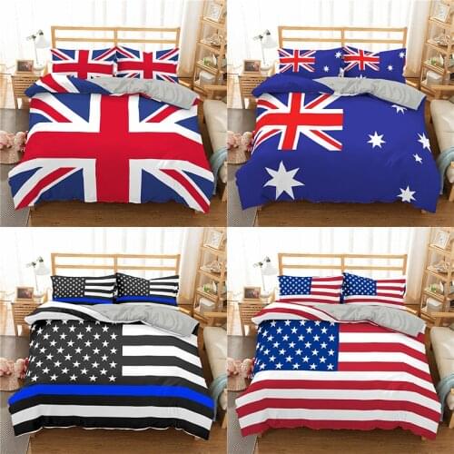 3D American Flag Printed Bedding Set Geometric Duvet Cover Luxury Home Textiles Design Bedclothes 2/3pcs Microfiber Bed Set