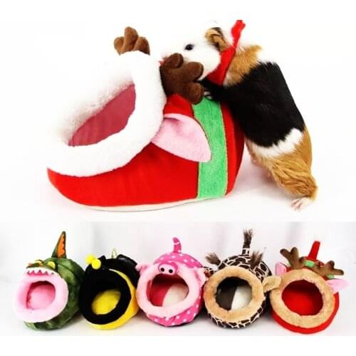 Pet Guinea Pig Pet Bed Warm Small Pet House Soft Hamster Hedgehog Squirrel Nest Kawaii Cartoon Pet Bed Small Animal House
