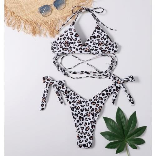 Swimsuit Women Fashion Classic Leopard Print Split Bikini Swimsuit Thin Strap Swimsuit Traje De Baño Mujer 2020