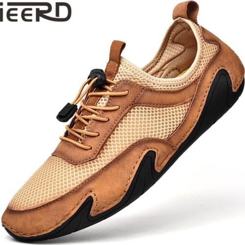 Summer Leather Shoes Men Loafers Breathable Octopus Leather Men Shoes Casual Sneakers Driving Shoes Flats Lace-Up Footwear