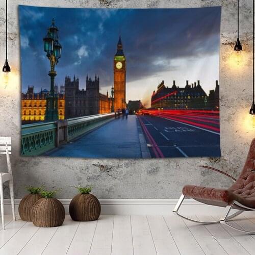 Hot Sale Custom High Quality London Street Wall Hanging HD Landscape 3D Printing Digital Printing Home Decoration Tapestry