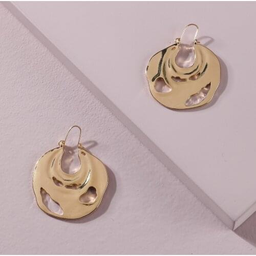 LUNA CHIAO Fashion Jewelry Gold Color Irregular Shape Metal Hoops Statement Earrings for Women