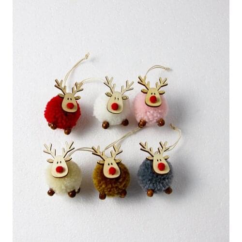 Cute Felt Wooden Elk Christmas Tree Hanging Pendant Craft Ornament Home Decor