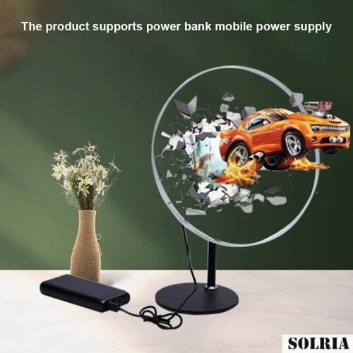 Wifi 3D Desktop Fan Screen Holographic Advertising Machine Low Noise Support Mobile Power Supply for Subway Bars Concerts