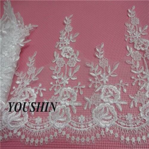 Delicate 3Meters White Ivory Wedding Dress Cording Lace Applique Thread Embroidery Lace Accessories Trim LW0084