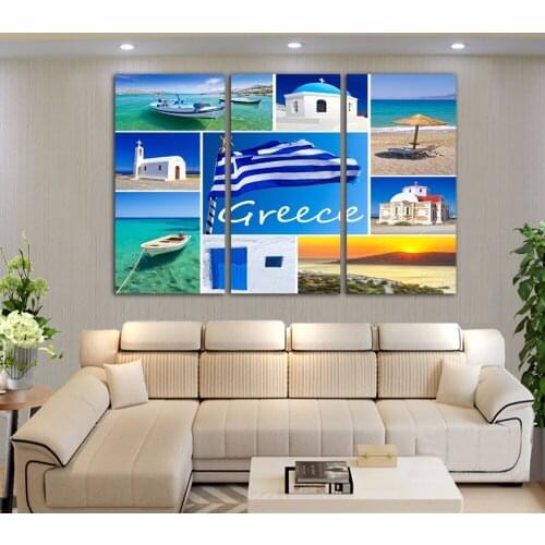 2017 New European Mediterranean Sea Style 3 Panel Prints Canvas Painting Wall Art Home Decoration Poster Picture Unframed FA288