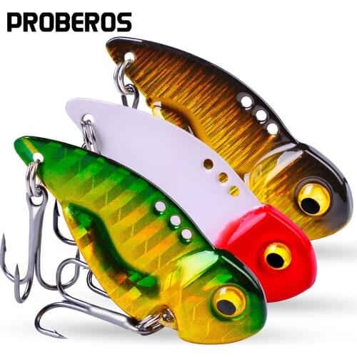 Proberos 20PCS VIB Baits Minnow 5g 8g 14g 20g 3D Eyes Spoon Spinner Fishing Lures Hard Baits Fishing Tackle with Treble Hooks