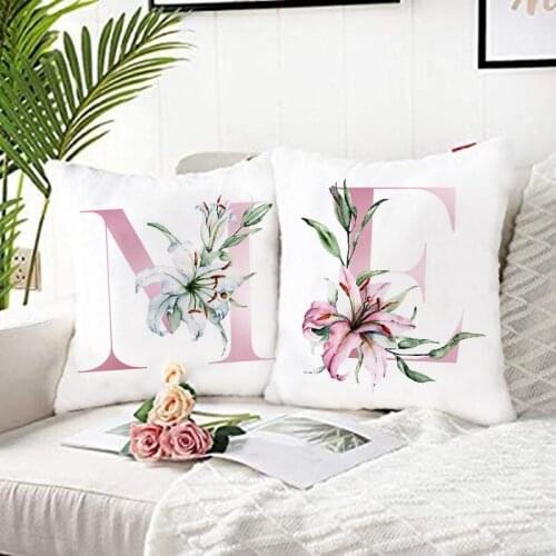 Pink Letter Printed Pillowcase Decorative Sofa Cushion Cases Bed Pillow Cover Home Decor Bedroom Living Room Pillow Case 45*45cm