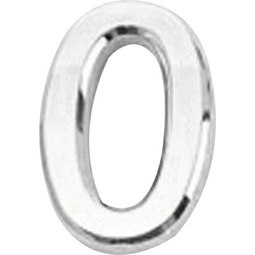 Self Adhesive Modern 3D Design House Hotel Door Numeric Digit 0 Plate Silver