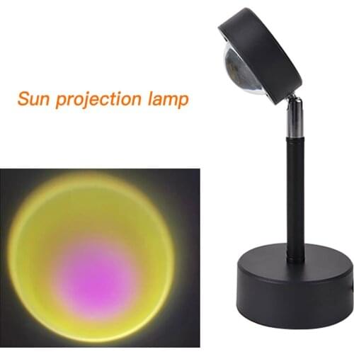 Led Night Light Lamp Projection Rainbow Sunset Lights Bedroom Button For Home Cafe Background Wall Decor USB Projector