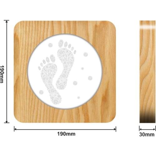 Footprint Design 3D LED Arylic Wooden Night Lamp Table Light Switch Control Carving Lamp for Childrens Room Decorate Dropship