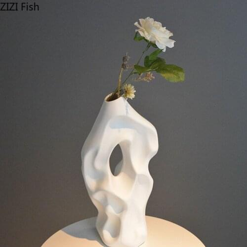 Creativity Hollow Ceramic Vase Floral Decorative Flowers Arrangement Porcelain Crafts Flower Vases Living Room Decoration Modern