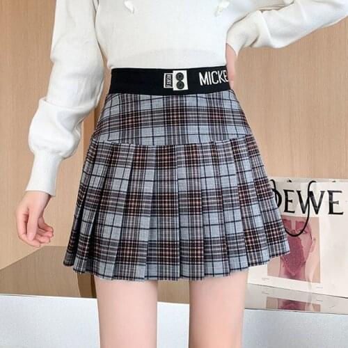 2021 spring summer autumn winter new woolen high waist and thin pleated skirt pleated mini skirt plaid skirt pleated skirt