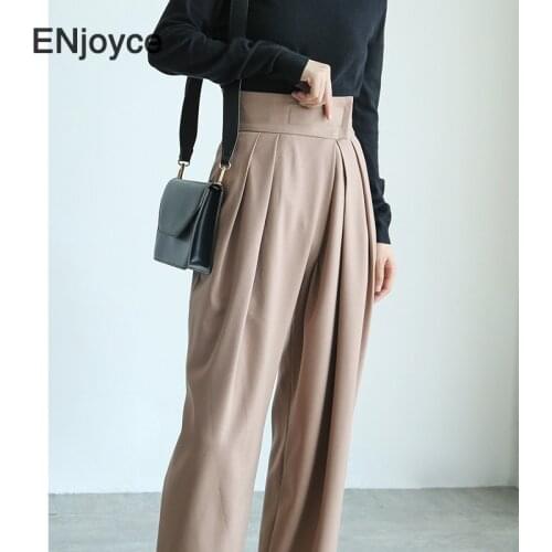 Women Autumn Winter Harem Pants Retro High Waist Female Loose Casual Suit Pants Womens Korean Style Fashion Wide Leg Trousers
