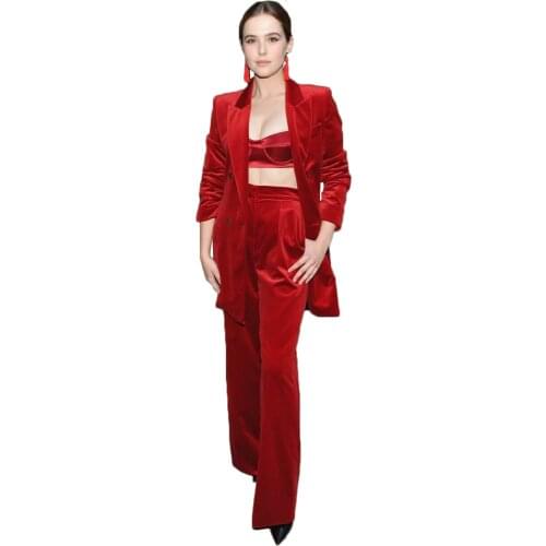 Cat Line Style Woman Suit Fashion Singal Breasted Design Notched Collar Party Evening Jacket Pencil Pant Female