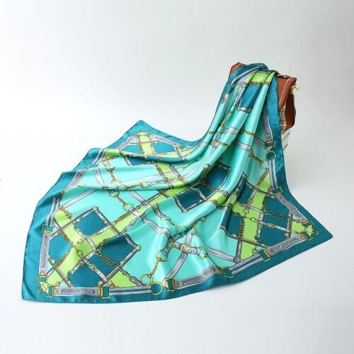 Luxury Brand Fashion Print Kerchief Satin Silk Neck Scarves For Women Square Shawls Wraps 90*90cm Cute Hair Scarfs For Ladies