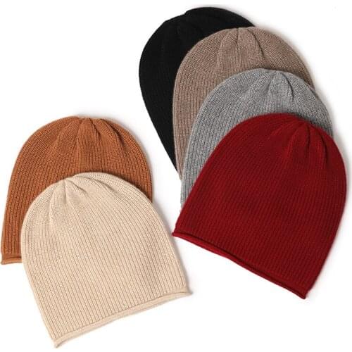 SHUCHAN Winter Accessories for Women 100% Cashmere Keep Warm Winter Skullies & Beanies Womens HatsOutdoor Bonnets Wholesale