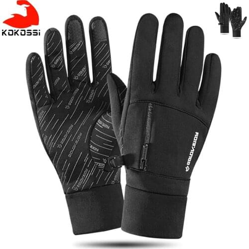 KoKossi Winter Waterproof Cycling Gloves Comfortable Sensitive Touch Screen Add Velvet Warm Men Women Anti-slip Riding Gloves