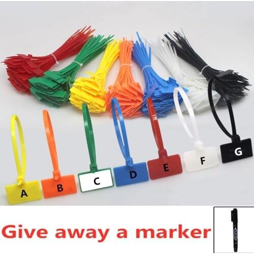 100pcs Easy Mark 4*150mm Nylon Cable Ties Tag Labels Plastic Loop Ties Markers Cable Tag Self-locking Zip Ties Give away a marke