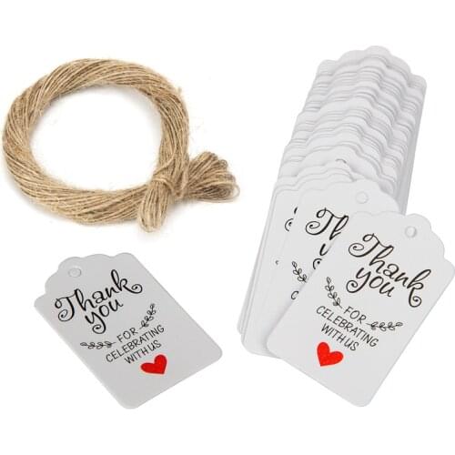 100pcs Packaging Gift Boxes Handmade Kraft Paper Thank You Tag Labels Candy Dragee Birthday Wedding Bonbonniere Label Decor