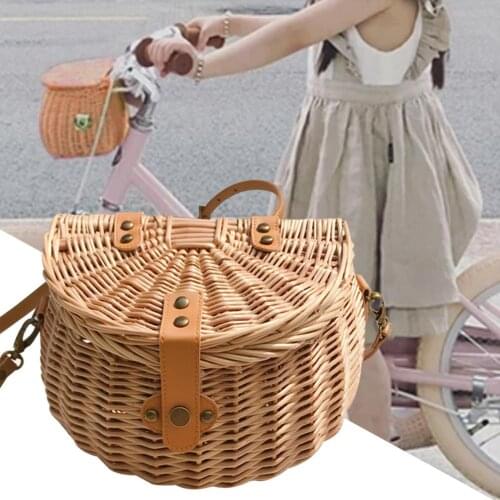 2 In 1 Childrens Vintage Rattan Bicycle Baskets Bicycle Balance Car Baskets Bike Scooter Basket Kids Bike Cart Rattan Backpack