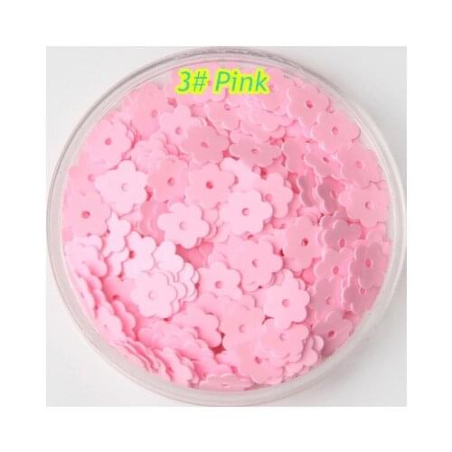 3000pcs/lot PVC Sequins 6mm Flower With 1 Center Hole Plum Blossom Flat Loose DIY Sewing Materials 3# Pink